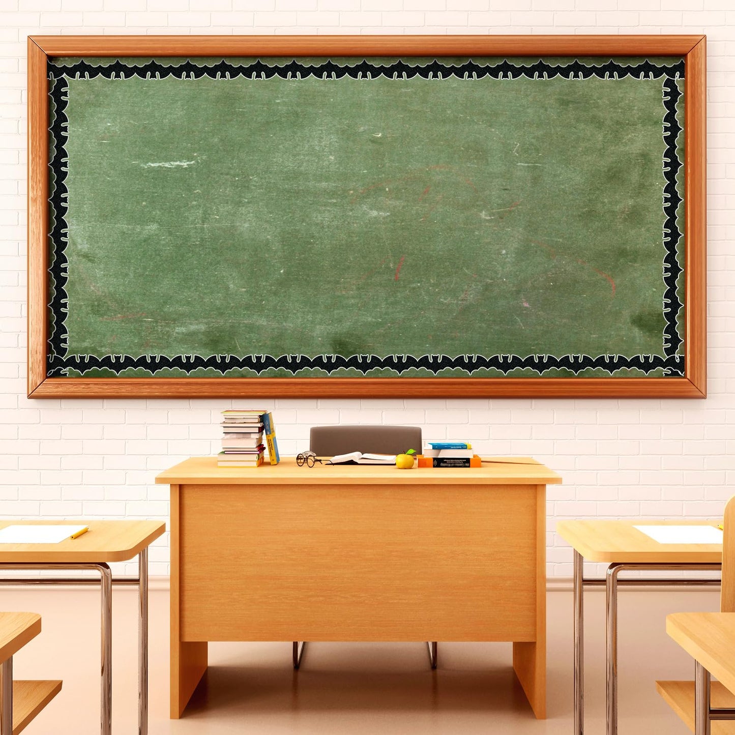 Whaline 65.6Ft Halloween Bulletin Board Border Glitter Black Bat Die Cut Trim Border Roll for Spooky Chalkboard Wall Decor