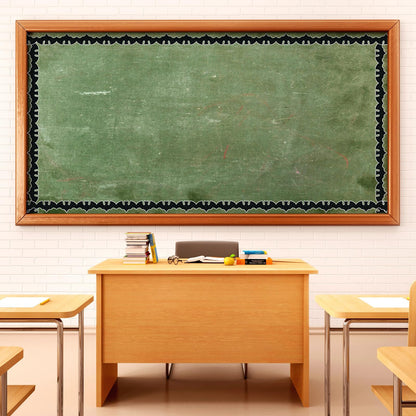 Whaline 65.6Ft Halloween Bulletin Board Border Glitter Black Bat Die Cut Trim Border Roll for Spooky Chalkboard Wall Decor