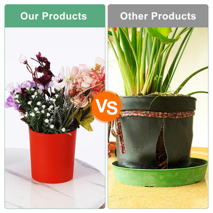 M METERXITY 4-Pack Plastic Plant Pots, 4 Inch Plastic Planters Round Flower Planter Containers Flower Pots for Indoor/Outdoor/Garden, Plant Holder [Red]