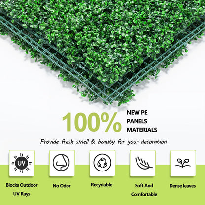 AOKIE 10"X10" Artificial Grass Wall, 24Pcs Boxwood Hedge Wall Panels UV-Anti Grass Backdrop Wall Decor, Greenery Privacy Hedge Screen for Indoor Outdoor Patio Balcony, Party Garden Fence Decor