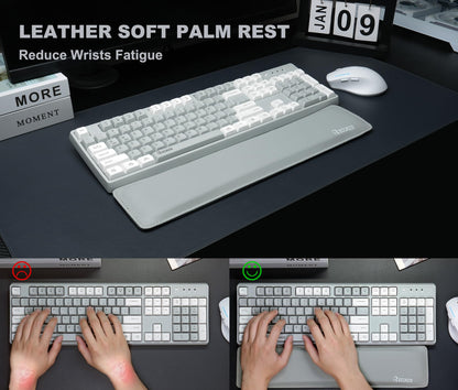 RECCAZR Wireless Keyboard and Mouse Combo with Wrist Rest, 2.4G Full-Sized Keyboard and Mouse Cordless, 3 DPI Adjustable Silent Mouse, Dual-System Keyboard for Computer/Laptop/Windows/Mac