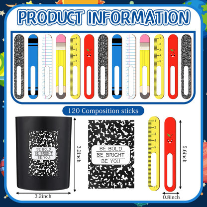 Ireer 122 Pcs Back to School Flip Name Sticks with Box and Sticker for Classroom Talking Flip Sticks Teacher Student Management Grouping Counting Tool Classroom Education Supplies (Combination)