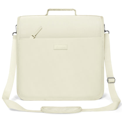 SUNEE Zipper Binder 3 Ring, 3 Inch O-Ring with Handle and Shoulder Strap, 600-Sheet Capacity, 5-Tab Expanding File Folder, Multi-Pockets for Middle School Organizer Binder with Zipper, Soft Beige