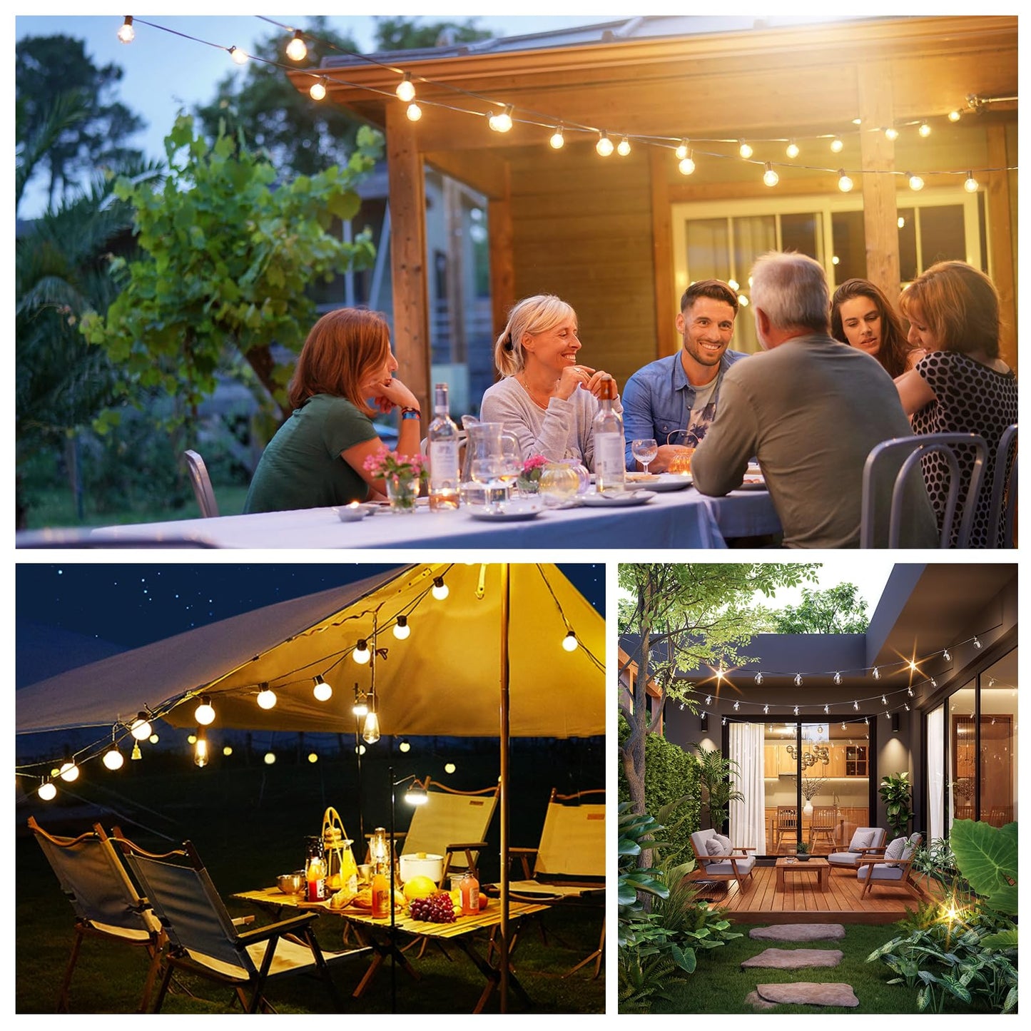 GvvooHome Outdoor String Lights, LED Patio Hanging Lights with Waterproof G40 Globe Plastic Bulbs for Outside Backyard Porch Garden Cafe Decor (25ft - 14 LED Bulbs)