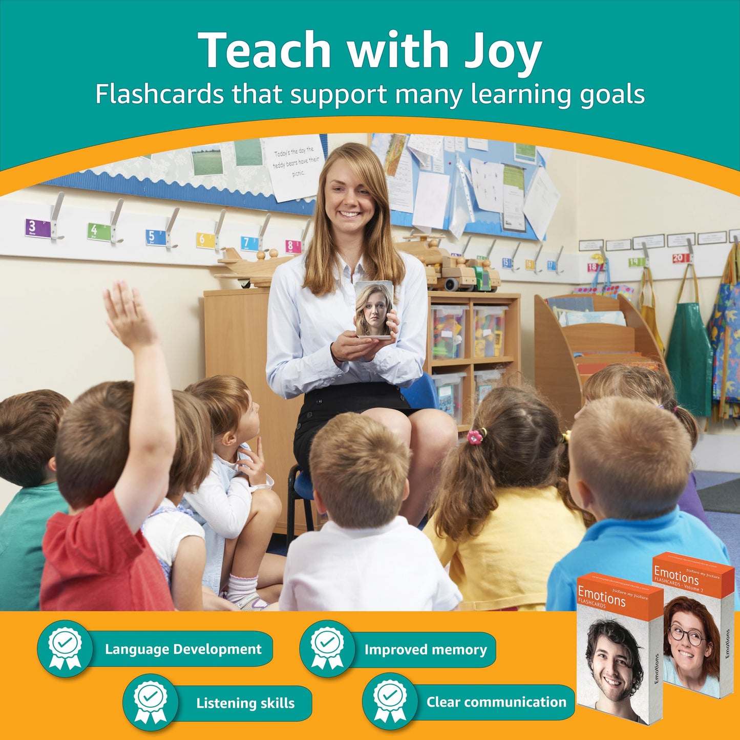 Picture My Picture Feelings Flash Card Bundle – Speech Therapy Tool for Vocabulary, Communication & Thinking, Scratch-Resistant with Activity Guide, Suitable for Education, ESL & ABA – Set of 80
