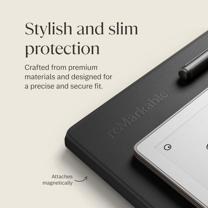 reMarkable Paper Pro Bundle – Premium Leather | Includes 11.8” reMarkable Paper Tablet, Marker Plus Pen with Eraser, and a Book Folio Cover in Black Leather
