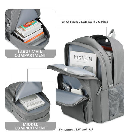 abshoo Classical Basic Womens Travel Backpack For College Men Water Resistant Bookbag (Grey)
