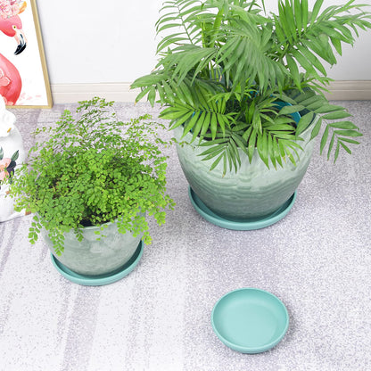 Sungmor Plastic Plant Saucer Drip Trays - Set of 3 (6.8" & 9.2" & 11.5") Emerald Green Plant Pot Saucers Plate - Round Flowerpot Drip Tray for Indoor & Outdoor Potted Plants