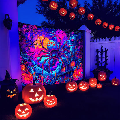 NYZE Spider Tapestry for Black Light, Tapestry Blacklight Halloween Wall Decor Tapestrie Glow in The Dark Party Decor UV Reactive Poster for Bedroom 90 * 70in