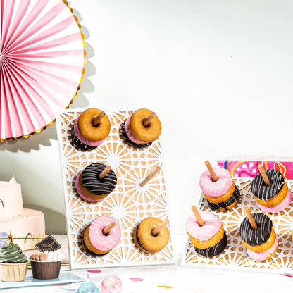 WOPARTY Donut Wall Stand,Doughnut Display Stand,Bagel Holder for Party, Dessert Table,Birthday, Wedding, Baby Shower, Bridal Showers,Party Supplies（Rectangular）