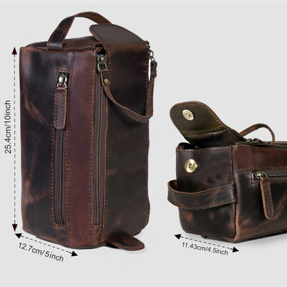 cuero Premium Buffalo Leather Unisex Toiletry Bag Travel Dopp Kit Vintage Travel Shaving & Dopp Kit For Men And Women