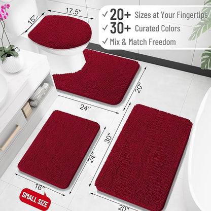 OLANLY Large Bathroom Rugs 50x30, Extra Soft Absorbent Chenille Bath Rugs, Rubber Backing Quick Dry, Machine Washable Bath Mats for Bathroom Floor, Tub and Shower, Home Decor Accessories, Red