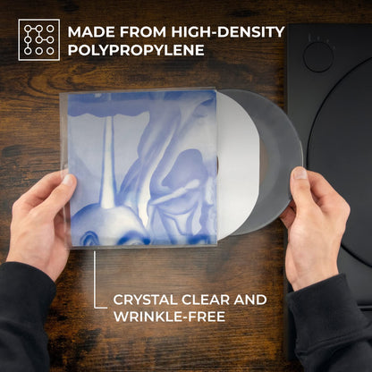 BIG FUDGE 25x Vinyl Record Sleeves 12" LP - Durable & Wrinkle-Free Outer Sleeves - Crystal Clear & High-Density Polypropylene - 3 mil Thick, 12.75” x 12.75” - Fits Most Gatefolds and Double LPs