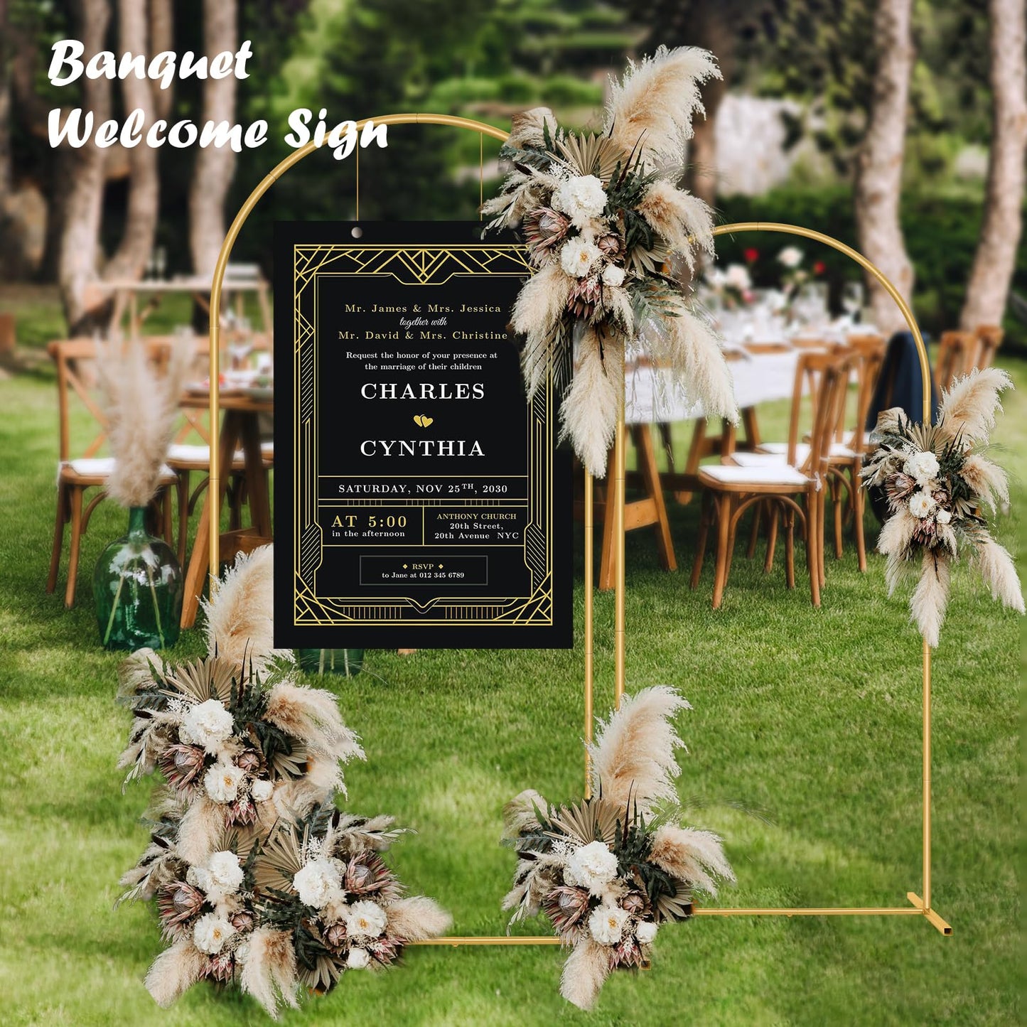 Metal Arch Backdrop Stand 7.2FT+6FT Wedding Arch Backdrop Stand Set of 2 Gold Arch Backdrop Stand for Valentines Day Party Wedding Ceremony Baby Shower Birthday Floral Balloon Decration