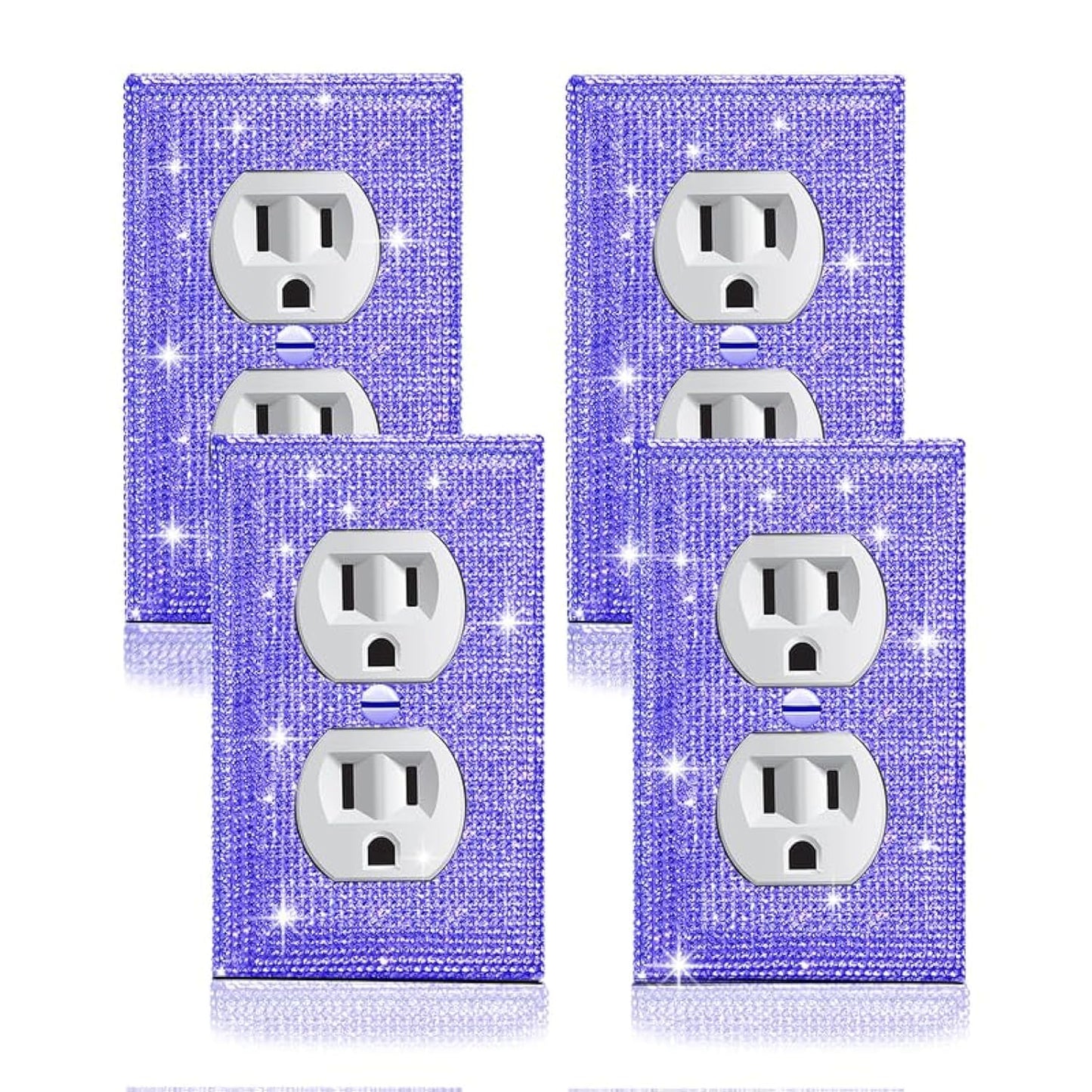 4 Pcs Outlet Covers Purple Rhinestones Wall Plate Toggle Light Switch Cover Decorative Durable Switch Covers