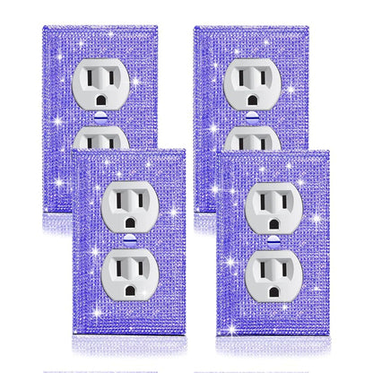4 Pcs Outlet Covers Purple Rhinestones Wall Plate Toggle Light Switch Cover Decorative Durable Switch Covers
