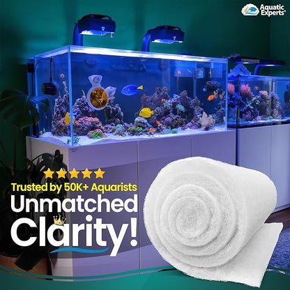 Aquatic Experts Aquarium Filter Floss for Fish Tank Filters - FilterFirst Aquarium Filter Pad - Media Roll for Crystal Clear Water, 3/4" - 1" Thick (18 Inch Wide, 12 Feet Long)