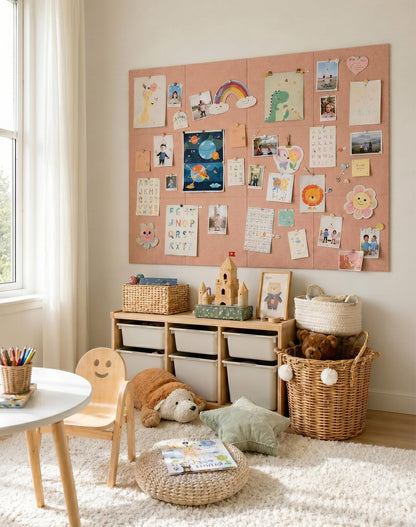 Aothia 12-Pack Felt Bulletin Board Tiles for Walls - 48x36 Modular Bulletin Board, Cork Board Alternative Pin Board for Office & Classroom, 70 Adhesive Tabs & 40 Push Pins Included (Pink)