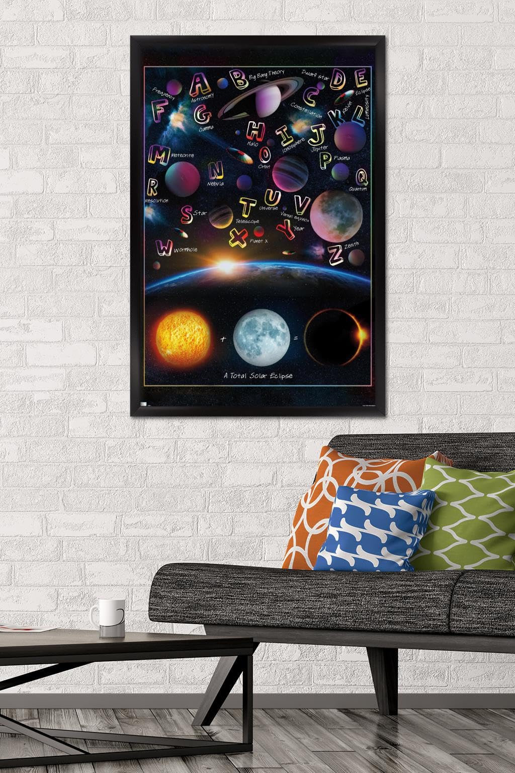 Trends International Ali Chris - The Solar System: Total Eclipse Letters Wall Poster, 34L x 22.4W, Black Framed Version