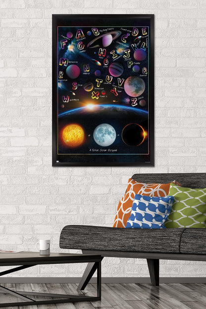 Trends International Ali Chris - The Solar System: Total Eclipse Letters Wall Poster, 34L x 22.4W, Black Framed Version