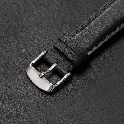 Afany Leather Watch Band 22mm for Men and Women, Quick Release Watch Strap, Black Replacement Watchband