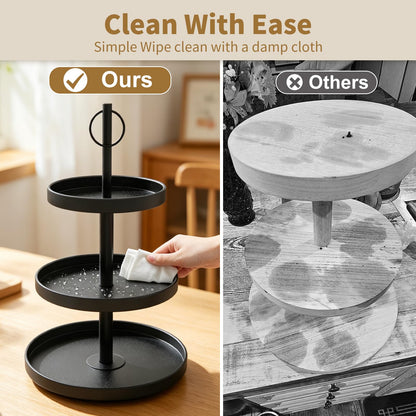 OugeWood Cupcake Stand for 50 Cupcakes,Cupcake Stand Metal 3 Tier Cupcake Tower Black Tiered Tray Stand Cupcake Holder Stand Cake Stand Serving Trays Dessert Stands with Handle for Party