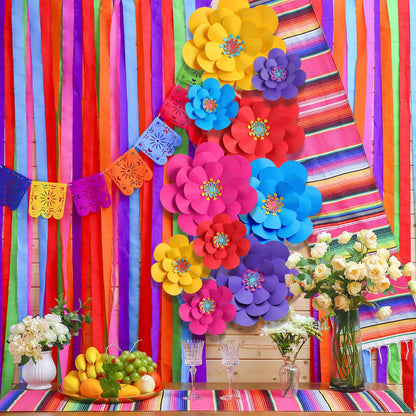 Mooliwe Paper Flowers Decorations for Wall DIY 3D Paper Bulletin Board Mexican Flowers Backdrop Decoration for Classroom Back to School Holiday Party(Classic,10 Set)