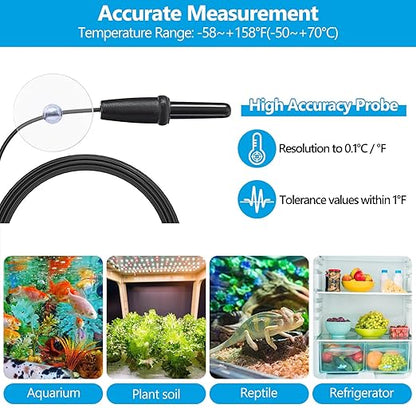 DaToo Aquarium Thermometer with Large LCD Display Fahrenheit/Celsius(℉/℃) Fish Tank Thermometer for Aquarium Reptile Terrarium Digital Water Thermometer with Suction Cup(2 Pack)