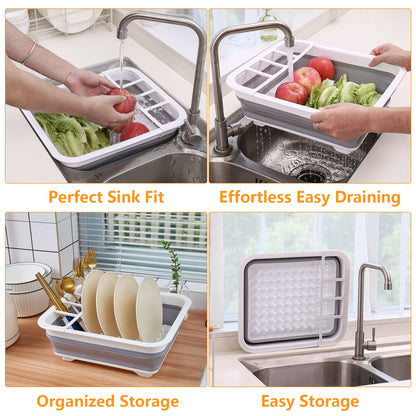 Collapsible Dish Drainer with Drain Plug & Swivel Spout - Space-Saving, Portable Dish Rack for Kitchens, RVs, Campers & Travel Trailers