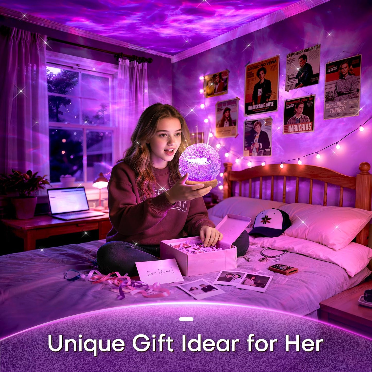 Mubarek Ambient Lighting, 216 Modes Mood Lighting, 3-in-1 Sunset Lamp & Ocean Lamp & Northern Lights Projector with Remote,Led Lights for Bedroom, Room Lights for Bedroom Decor, Girl Gift