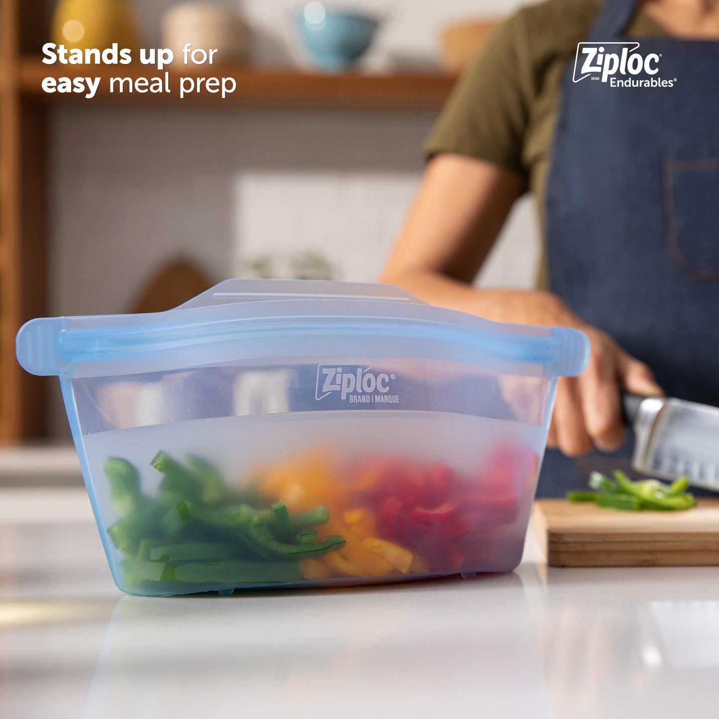 Ziploc Endurables Small Container, 2 Cups, Reusable Silicone Bags and Food Storage Meal Prep Containers for Freezer, Oven, and Microwave, Dishwasher Safe, 2 Pack