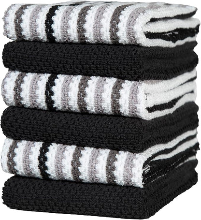 Premium Kitchen Towels | Large Cotton Kitchen Hand Towels | Popcorn Striped