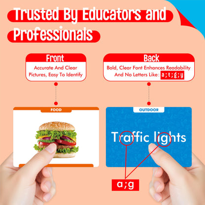 300 Noun Picture-Word Cards, Picture Flashcards Language Builder Visual Aid Speech Development Tool for Autism, ESL Teaching Materials for Adults, Non-Verbal Children Vocabulary Builder for Toddlers