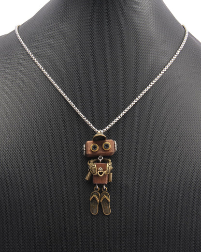 joymiao Wooden Pendant Necklace Steampunk Necklace Womens Gold Necklace Vintage Leather Choker Stainless Necklace Chain Hippie Choker Necklace