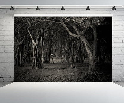 chnywork 9x6ft Misty Dark Forest Backdrop Halloween Woods Gloomy Grove Mystery Vampire Forest Background Magic Witch Wizard Sorcerer Ghost Halloween Festival Party Decors Portrait Photo Props