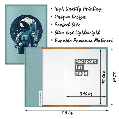 Quttie Passport Cover for Kids, Women and Men, Cute Travel Passport Holder (Blue Astronaut)