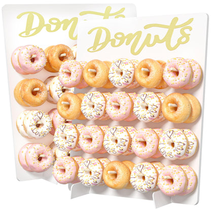 CORTNK Wooden Donut Wall Display Stand, 2PCS Holder for 40 Doughnuts, Board for Grow Up Party, Birthday, Wedding, Baby Shower, Party Decorations (White)