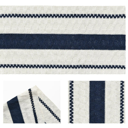 Artoid Mode Dark Blue Farmhouse Woven Rustic Table Runner, Seasonal Holiday Hollow Kitchen Dining Table Decoration for Home Party Decor 12x72 Inch
