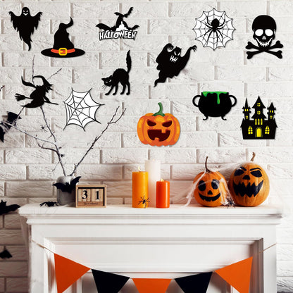 Dinifee 60 Pcs Halloween Cutouts Paper Bulletin Board Cutouts Decorations Ghosts Pumpkin Skull Shaped Die Cut Wall Decor for DIY Craft Halloween Party School Classroom Bulletin Board Decorations