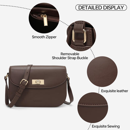Goinsound Small Shoulder Bag for Women Vegan Leather Crossbody Bag Trendy Clutch Purse With Long Adjustable Strap, Coffee