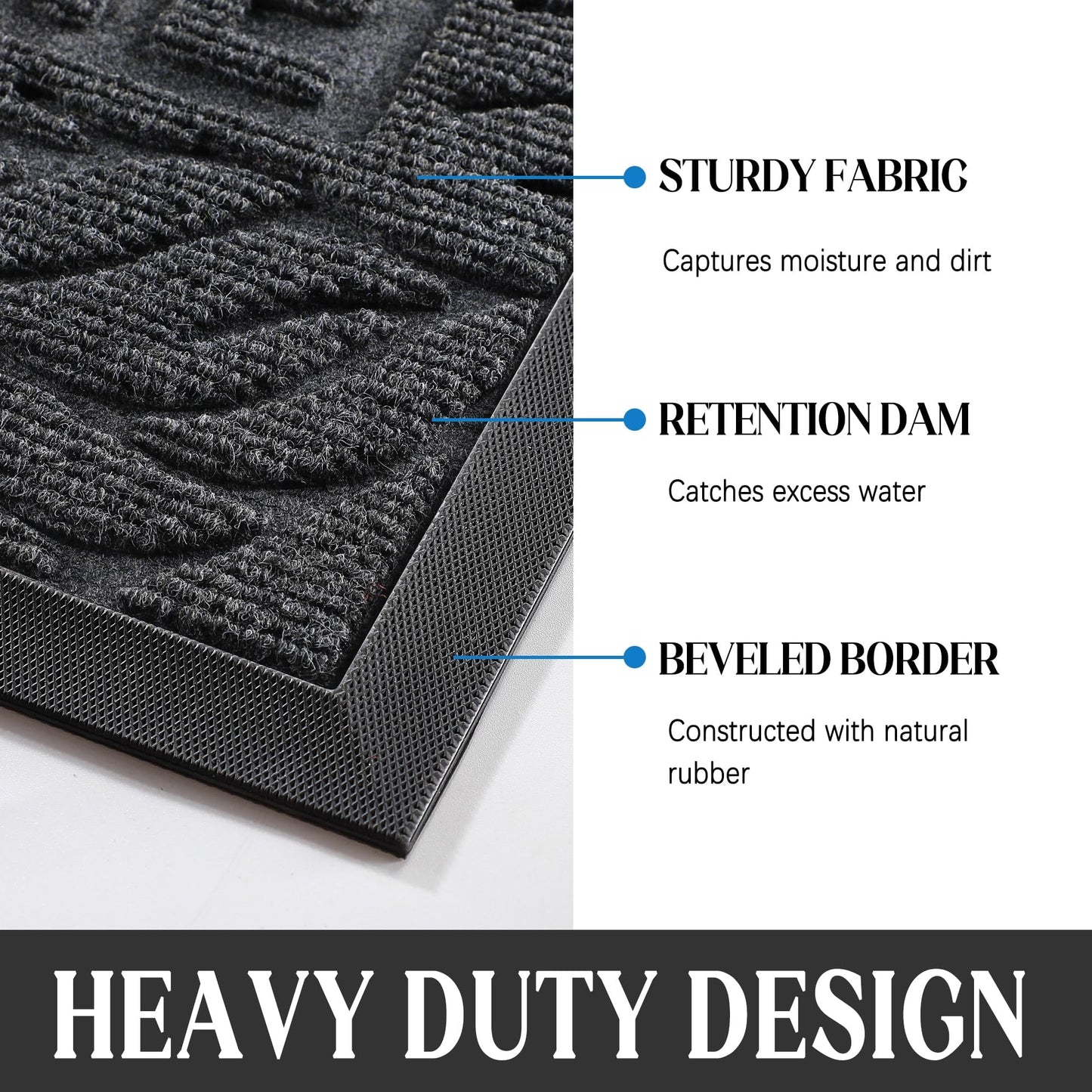 Yimobra Welcome Mat Outdoor 29.5x17, Waterproof Non-Slip Outdoor Mats for Front Door Outside Entrance, Low-Profile Entryway Mat Indoor for Garage Patio, Grey