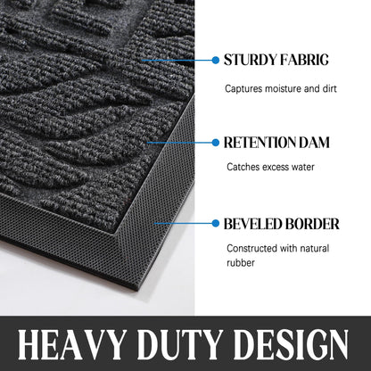 Yimobra Welcome Mat Outdoor 29.5x17, Waterproof Non-Slip Outdoor Mats for Front Door Outside Entrance, Low-Profile Entryway Mat Indoor for Garage Patio, Grey