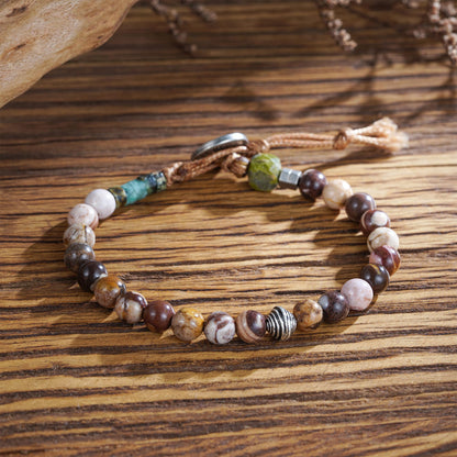 Plumiss Boho Handmade Beaded Bracelet for Wome Australian Zebra Stone Wrap Bracelet Jewelry for Gift