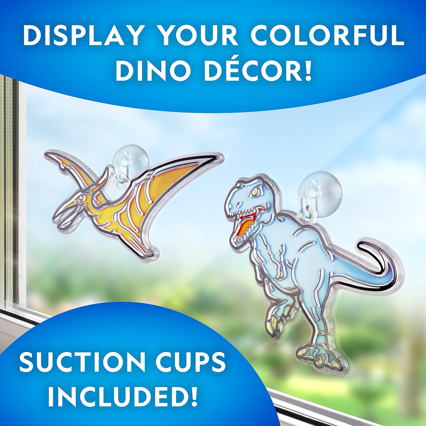 National Geographic Kids Stained Glass Kit - Glow in The Dark Dinosaur Toys, Kids Arts and Crafts Set, Window Sun Catchers, Kid Crafts Ages 4-8, Window Art Craft Kit, Suncatcher