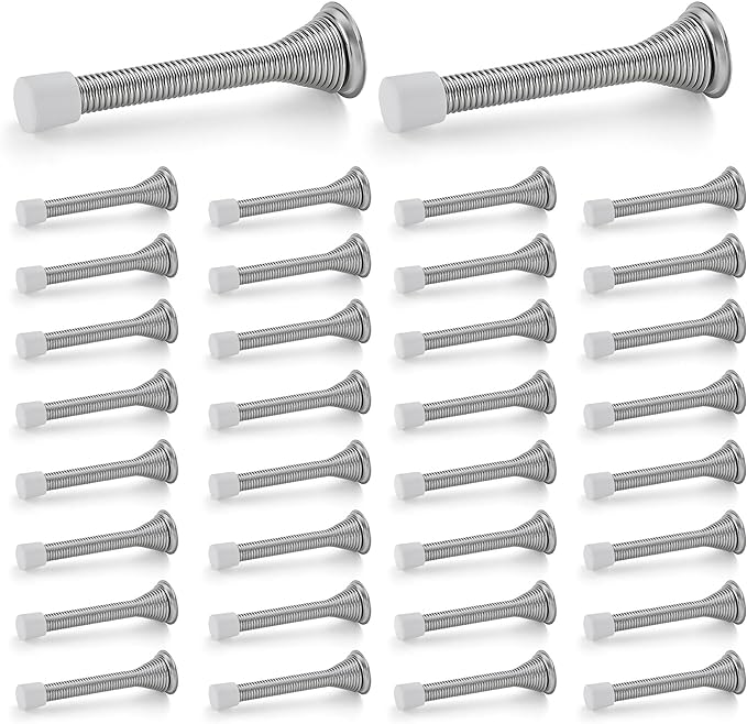 Ravinte Door Stoppers, 36 Pack Satin Nickel Spring Door Stops with Rubber Bumper, Door Stoppers for Bottom of Door