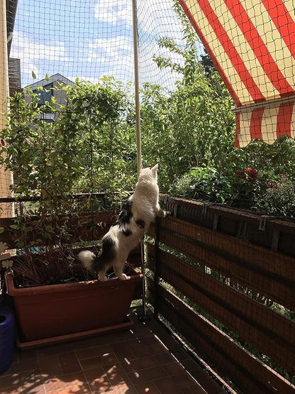Cat Netting Balcony 10 * 20ft Pet Mesh Fence for Balcony Black Nylon Balcony Netting for Pets Anti-Fall Cat Net for Balcony and Windows