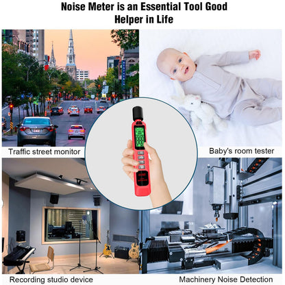 ZLLJYBLG GL81A Decibel Meter, 30-130dB Digital Sound Level Meter with A-Weighted, Fast/Slow Response, Max/Min Hold, Backlit Display, Noise Tester for Home, Work, Factory, Classroom（Red）
