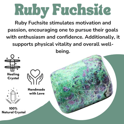 Amazing Gemstone Ruby Fuchsite Crystal Tumbled Stones Polished Rocks, 1 Oz - Natural Gem Stones for Healing - DIY Crystals for Protection
