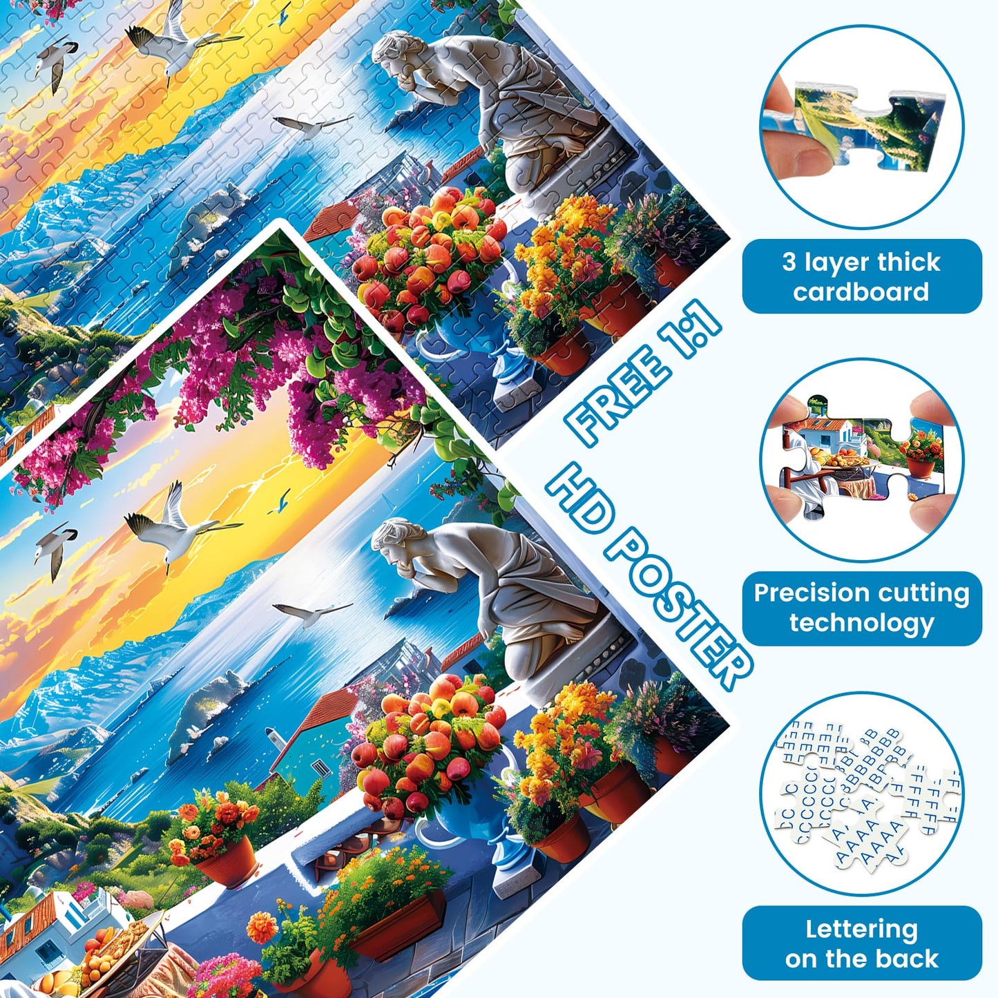 500 Piece Puzzles for Adults, seafront Jigsaw Puzzle, Nature Landscape Jigsaw Puzzle, Creative Games and Holiday Party Gifts, Fun and Challenging Family Games 20.5×15 in