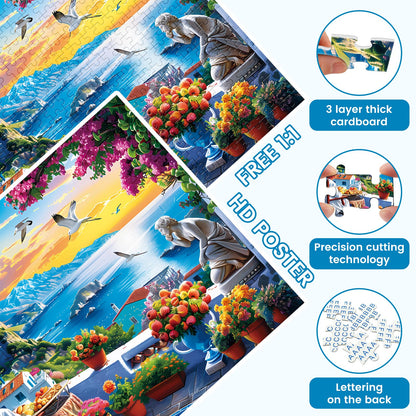 500 Piece Puzzles for Adults, seafront Jigsaw Puzzle, Nature Landscape Jigsaw Puzzle, Creative Games and Holiday Party Gifts, Fun and Challenging Family Games 20.5×15 in